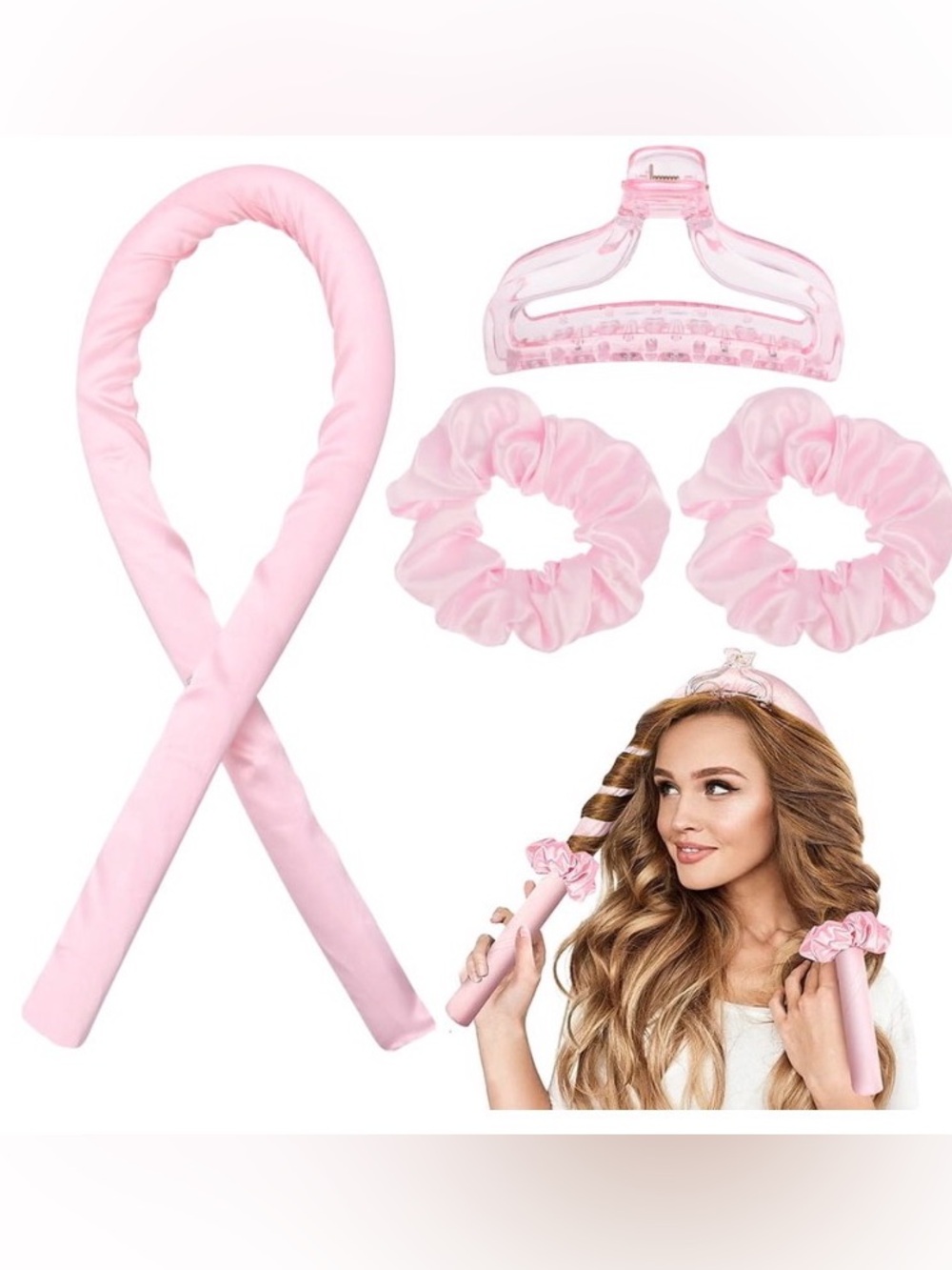Pink Heatless Curling Headband